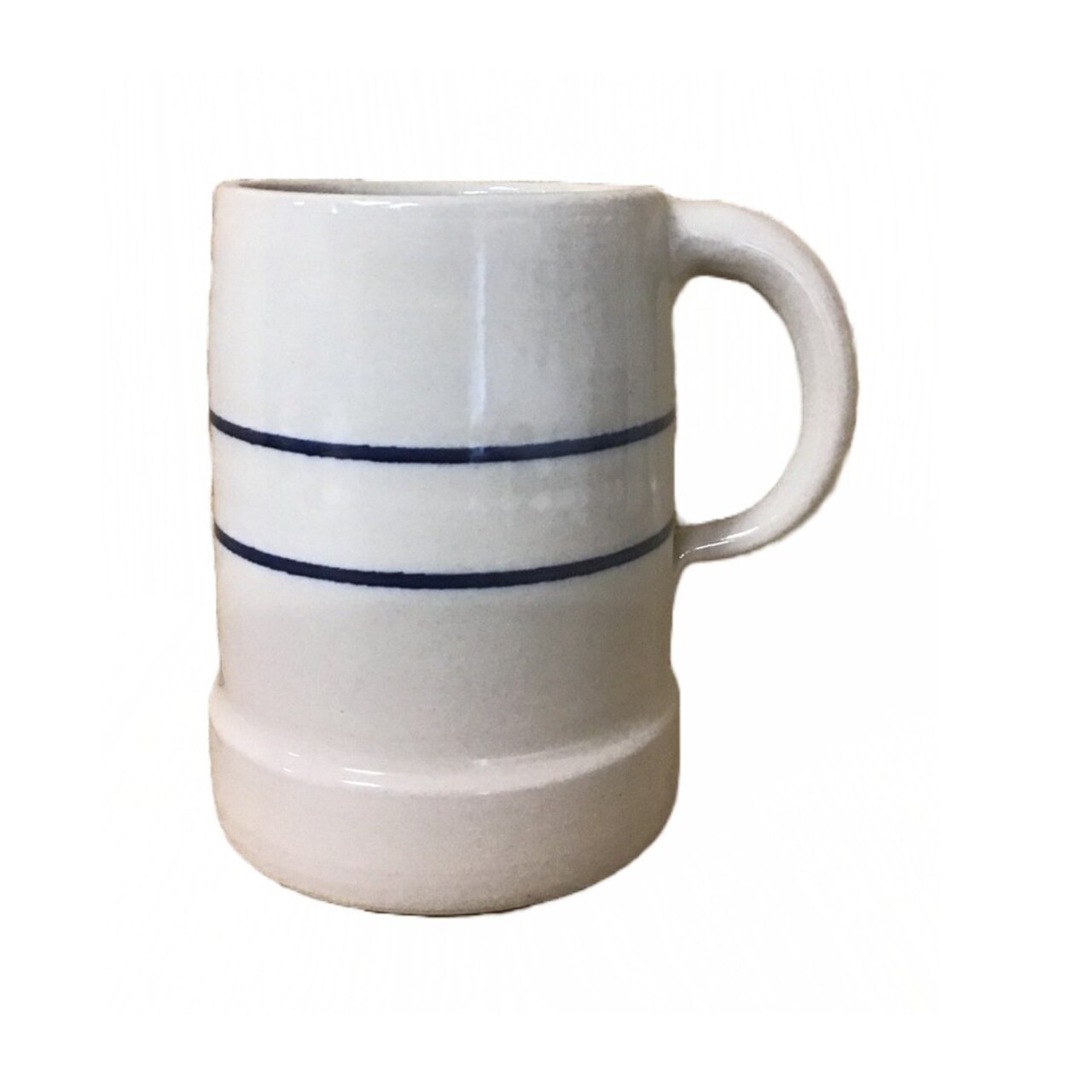 Martinez Pottery Heritage Blue Stripe Handmade Stoneware Large Stein Mug, 36 fluid ounces